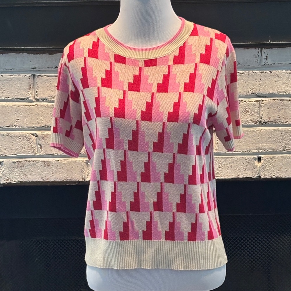 ANONYME Pink and Red Abstract Top Size Small